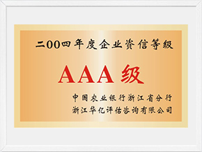 2004年度企業(yè)AAA資信等級(jí)